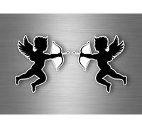 Akachafactory 2X Autocollant Sticker Voiture Moto Ange Angel Amour muraux Ailes Cupidon Noir