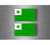 2x Autocollant Sticker Voiture Moto Drapeau Flag Esperanto
