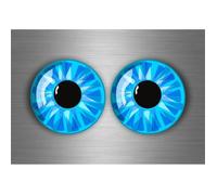 2x autocollant sticker voiture moto œil yeux casque scooter quad monster bleu