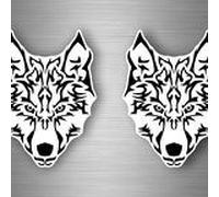 2x Autocollant Sticker Voiture Moto Loup Biker Wolf Motard No Club Tuning R1