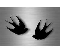 Akachafactory 2X Autocollant Sticker Voiture Moto muraux Noir Hirondelle Oiseau Silhouette