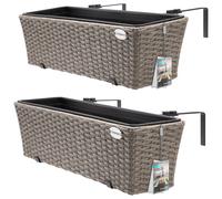 2x Bac à fleurs en polyrotin Jardinière pour balcon Terrasse Fenêtre Jardin