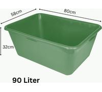 2x bac à gibier 90 litres bac XXL bac de chasse - bac plastique empilable vert - convient au contact alimentaire, comme bac à nourriture ou abreuvoir pour chevaux