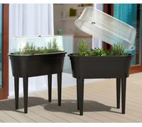 2x Bac surélevé + couvercle 77cm Balcon Bac herbes aromatiques Serre