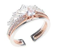 2x Bagues de Princesse Romantiques pour Femmes Mode 2-en-1 Bague de Doigt Couronne Réglable pour de Valentin Bijoux de Mariage Bague de Château pour Femmes Réglable