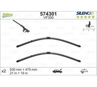 2x Balai d'essuie-glace avant plat 574301 VALEO pour VW MAZDA