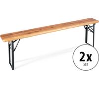 2x Banc Bois Pliant Léger Camping Jardin Extérieur Balcon Terrasse Patio 177cm