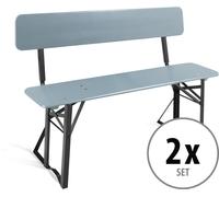 2x Banc de Bois Pliant Léger Camping Jardin Extérieur Balcon Terrasse Patio Gris