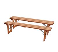 2x Banc Hwc-J61, Banc Pour Ensemble De Table À Bière Banc De Jardin, Pliable Bois Laqué, 180cm Marron