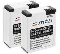 2X Batterie AHDBT-301, 302 pour GoPro Hero3 & Hero 3+ Black, White, Silver Edition [1180mAh - Li-Polymer]