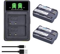 2X Batterie BP-511 BP-511A + Double Chargeur USB intégré à Del avec Port de Type C pour Canon EOS 5D (Mark1),10D,20D,20Da,30D,40D,50D,300D,D30,D60,PowerShot G1,G2
