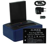 2X Batterie + Chargeur Dual (Prise de Courant+Auto+USB) Compatible avec Drift HD (1080p), HD170 (Stealth), HD720 / Compatible avec Toshiba Camileo H20 ... / Compatible avec Ricoh Caplio RR10 UVM…