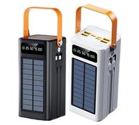 2X Batterie Externe Solaire, Chargeur Solaire 50000mAh Power Bank Haute Solaires Capacité Chargeur Portable, Équipement de Survie avec Éclairage, Câbles Intégrés, pour Road Trip, Randonnée, Camping