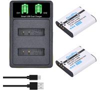 2X Batterie LI-92B Battery + LED USB Charger with Type C Port Compatible avec Ricoh DB-110, Ricoh GR III, GR IIIx, Theta X, WG-6, G900; Olympus SH-1, SH-2, SH-50,SH-60,TG-1