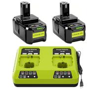 2X Batteries au Lithium 18V 8.0Ah/8000mAh et Chargeur P117 pour Ryobi One+, Batterie de Rechange Li-ION et Chargeur pour Outils Ryobi 18 V One+ P108 P107 P104 P105 P102 P103