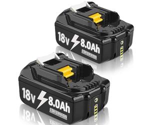 2X Batteries de Rechange, 18V, 8.0Ah pour BL1860B BL1850B, BL1840, BL1830, BL1860B, BL1815, BL1835, BL1850B, BL1845, BL1850, 194205-3, LXT-400, avec Batterie LED