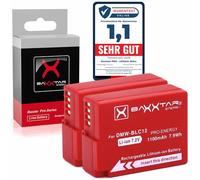 2X Baxxtar Pro - Compatible avec Batterie Panasonic DMW BLC12 E réel 1100mAh - Lumix DC FZ1000 II G91 DMC GX8 G70 G80 G81 G7 G6 G5 FZ2000 FZ1000 FZ300 FZ330 FZ200 etc.