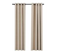 2X Blackout Curtain with Rings Window Blind Covering Drape Drapery Interior Privacy Bedroom Living Room Beige Fabric