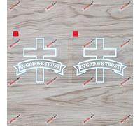 2X Blanc 10,2 cm en Dieu Nous Confiance Autocollant Croix Dieu Jésus Amérique Américain Voiture Vinyle