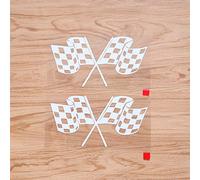 2X Blanc 15,2 cm Drapeaux à damier Croisés Autocollant Vinyle Voiture Découpe sans fond