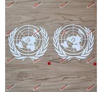 2X Blanc 15,2 cm Nations Unies ONU Logo Autocollant Vinyle Voiture Découpe sans fond sda3