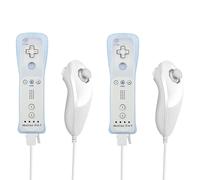 2x Blanc Telecommande Avec Motion Plus + Nunchuck Blanc Compatible Nintendo Wii