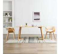 2x Bois Courbé Chaises de Salle à Manger Crème Tissu Dîner Cuisine vidaXL