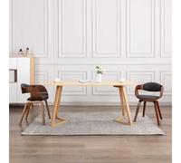 2x Bois Courbé Chaises de Salle à Manger Tissu Gris Cuisine Dîner vidaXL