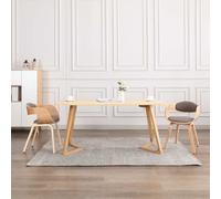 2x Bois Courbé Chaises de Salle à Manger Tissu Gris Cuisine Dîner vidaXL