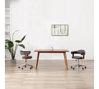 2x Bois Courbé Chaises Pivotantes à Dîner Blanc Similicuir Cuisine vidaXL