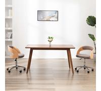 2x Bois Courbé Chaises Pivotantes à Dîner Crème Similicuir Cuisine vidaXL