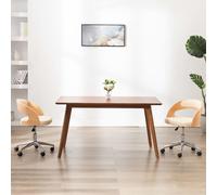 2x Bois Courbé Chaises Pivotantes à Dîner Crème Similicuir Cuisine vidaXL