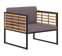 2x Bois d'Acacia Chaises de Jardin avec Coussins Siège Patio Terrasse vidaXL