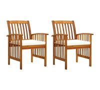 2x Bois d'Acacia Massif Chaises à Dîner de Jardin et Coussins Fauteuils vidaXL