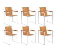2x Bois d'Acacia Massif Chaises de Jardin Acier Inoxydable Extérieur vidaXL