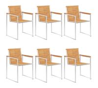 2x Bois d'Acacia Massif Chaises de Jardin Acier Inoxydable Extérieur vidaXL