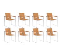 2x Bois d'Acacia Massif Chaises de Jardin Acier Inoxydable Extérieur vidaXL