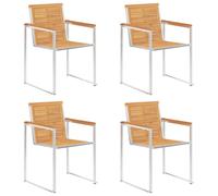 2x Bois d'Acacia Massif Chaises de Jardin Acier Inoxydable Extérieur vidaXL
