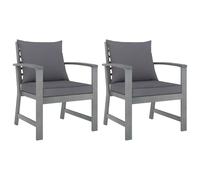 2x Bois d'Acacia Massif Chaises de Jardin avec Coussin Crème Fauteuils vidaXL