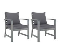2x Bois d'Acacia Massif Chaises de Jardin avec Coussin Crème Fauteuils vidaXL
