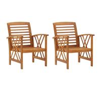 vidaXL Chaises de jardin Lot de 2 Bois d'acacia massif Non empilable non pliable H.83 cm Marron