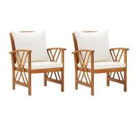 2x Bois d'Acacia Massif Chaises de Jardin Fauteuils de Terrasse Patio vidaXL