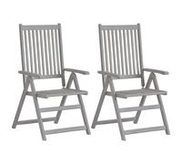 2x Bois d'Acacia Massif Chaises Inclinables de Jardin Patio Extérieur vidaXL