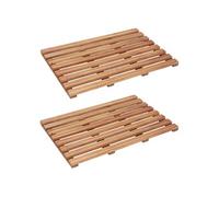 vidaXL Tapis de salle de bain 2 pcs Bois d'acacia massif 56x37 cm