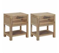 2x Bois d'Acacia Tables de Chevet avec Tiroirs Table de Nuit Chambre vidaXL