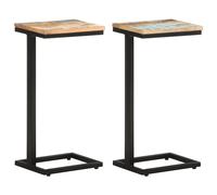 vidaXL Bijzettafels 2 st 31,5x24,5x64,5 cm massief gerecycled hout321972 Brun G
