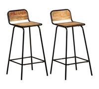 2x Bois de Manguier Solide Chaises de Bar Tabourets de Comptoir Pub vidaXL