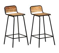 2x Bois de Manguier Solide Chaises de Bar Tabourets de Comptoir Pub vidaXL