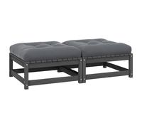 2x Bois de Pin Canapés Centraux de Jardin avec Coussins Gris Extérieur vidaXL