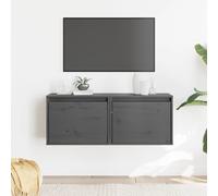 2x Bois de Pin Massif Armoires Murales Noir 45x30x35 cm Flottantes vidaXL
